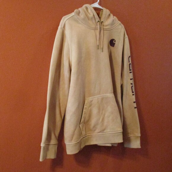 Carhartt Men XX Large Tan Red Warm Comfortable Long Sleeve Pullover Hoodie - Picture 2 of 9